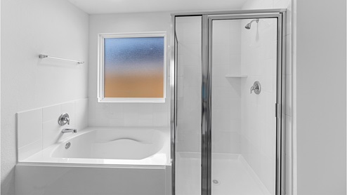 seperate tub and shower in primary bathroom