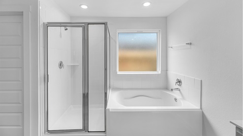 tub and shower in primary bath