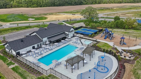 aerial view of Miles Farm amenities
