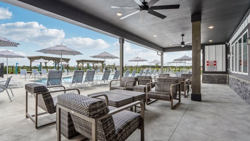 seating area at miles farm pool