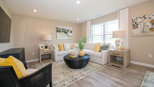 great room with yellow accents