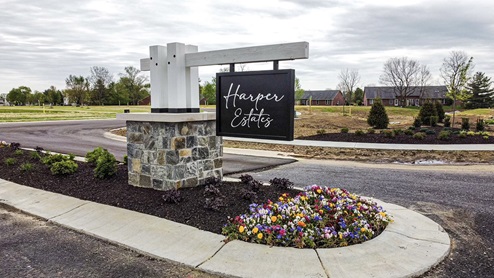 Welcome to Harper Estates, Community monument at entrance
