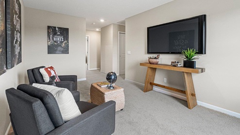 Parlor Bluffs Henley model Flex Area at top of stairs for entertaining