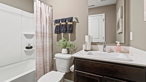 Parlor Bluffs Henley Model Bathroom 3 with tub shower and vanity sink.
