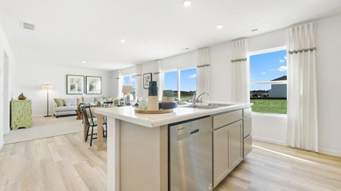 Grasslands at Broad Acres Bellamy Model large island with extra cabinet space, sink, and dishwasher