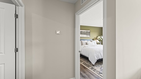 Hallway view of bedroom.
