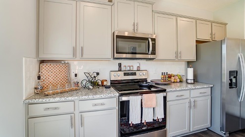 grey cabinetry and appliances