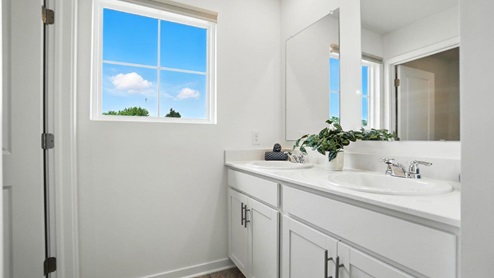 third full bathroom with double vanitu