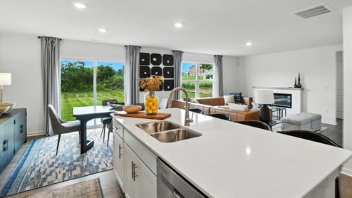 built in island and dining space