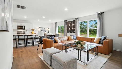 furnished great room and kitchen
