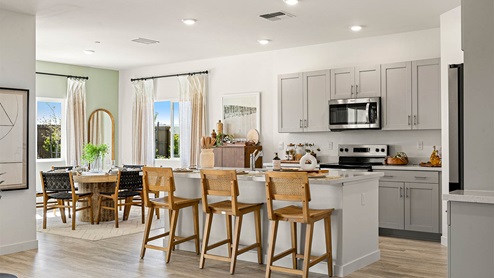 Island countertop easily fits 3 seats