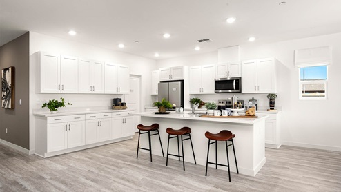 Island countertop easily fits 3 seats
