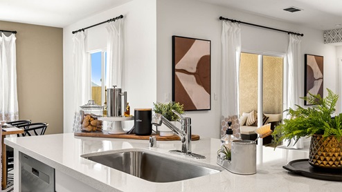 Island countertop easily fits 3 seats