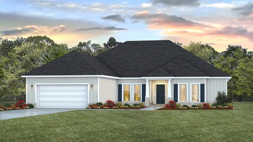Avery A5 front exterior with garage.