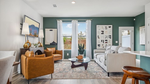Inside new two story townhome in river landing with all new appliances, decorated with elevated modern furniture and Nashville chic design