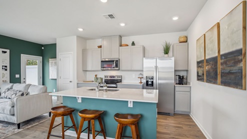 Inside new two story townhome in river landing with all new appliances, decorated with elevated modern furniture and Nashville chic design