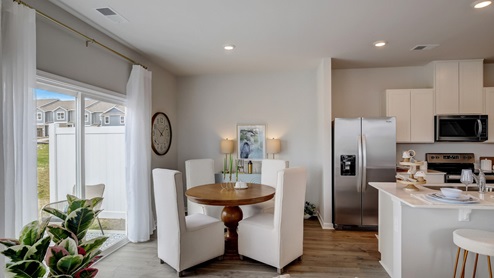 Dining and living room area in new townhome