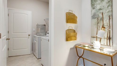 Drop zone leading into laundry room