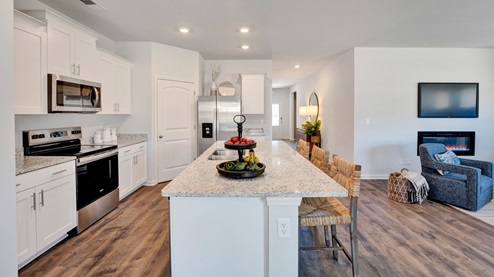 Kitchen island overlooking the living room