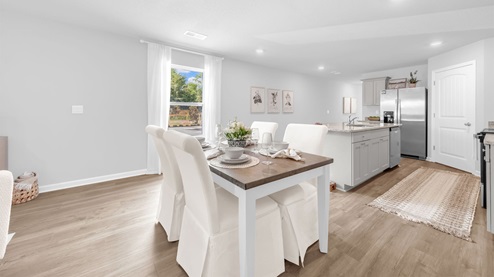 Dining area overlooking the kitchen area