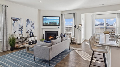 Living room of home with fireplace
