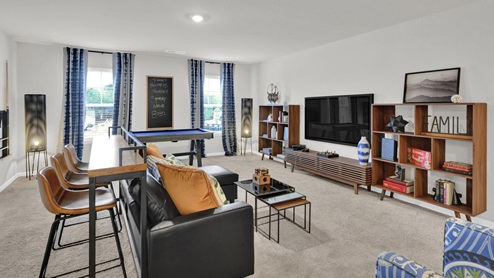 Seating area with carpet