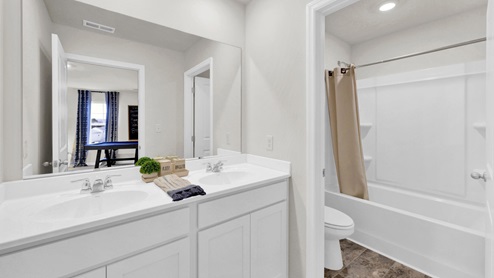 Guest bathroom with double vanity