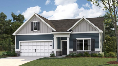 One story home with two car garage and siding