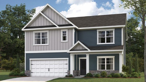 Two story home with board and batten and two car garage
