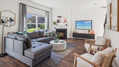 living room with white walls