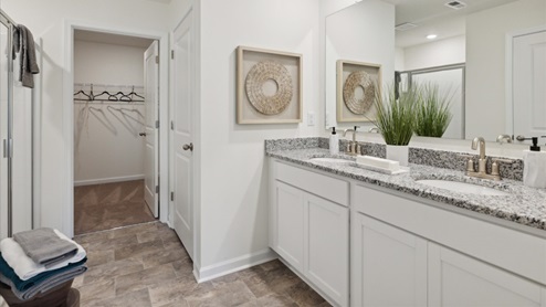 primary bathroom with double vanity