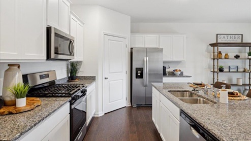 modern kitchen with staineless steel appliances