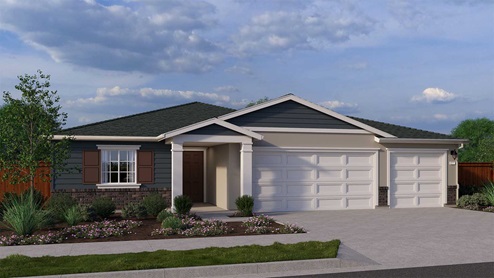 Harvest Hills II Los Banos Redwood Traditional Exterior 3 Car