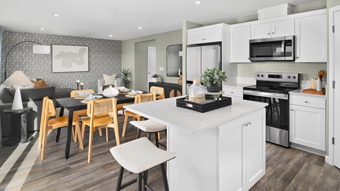 Harvest Hills Muir Plan Kitchen Living Room Overall