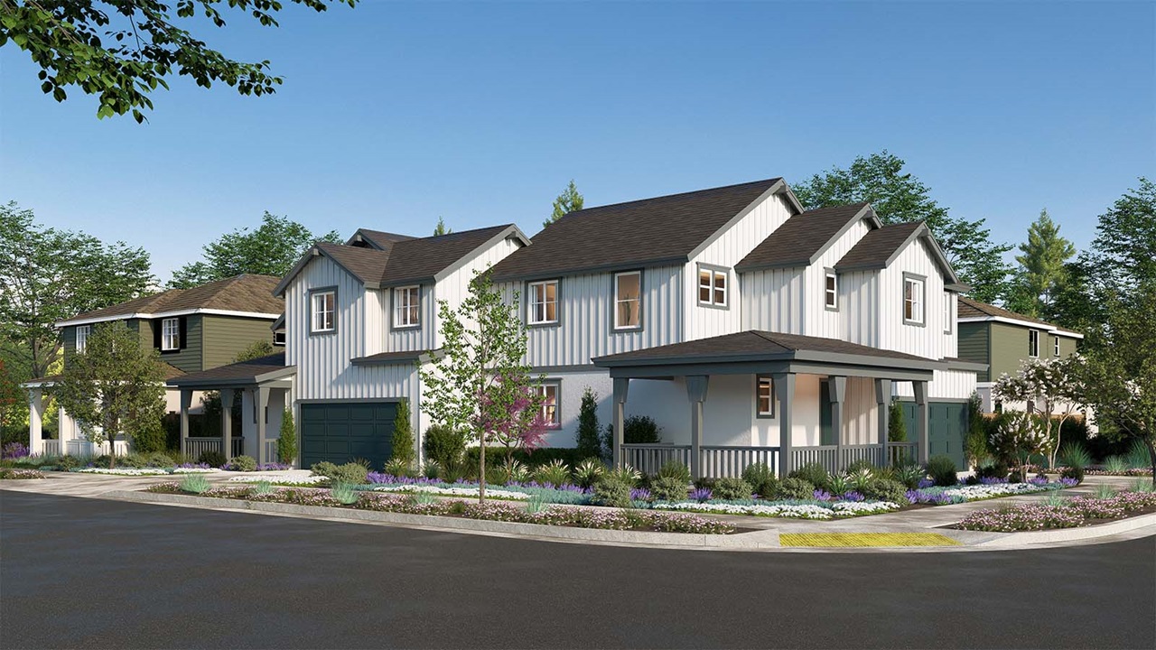 Stonebridge Duets Farmhouse Elevation Exterior Rendering