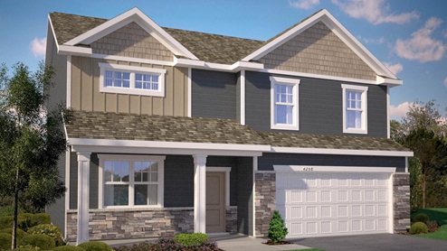 Rendering of Henley Northern Craftsman elevation at Whispering Fields by D.R. Horton in Farmington, Minnesota.