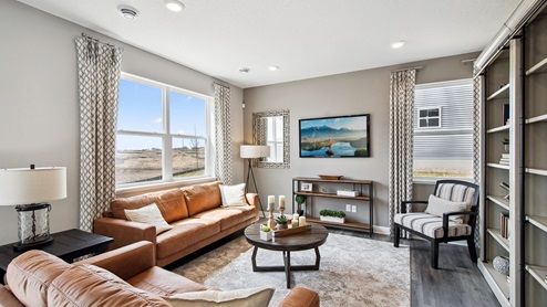 Living room area with hard flooring.