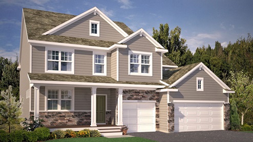 Rendering of Whitney American Classic elevation with exterior stone.