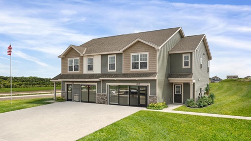 Twin home exterior elevation.