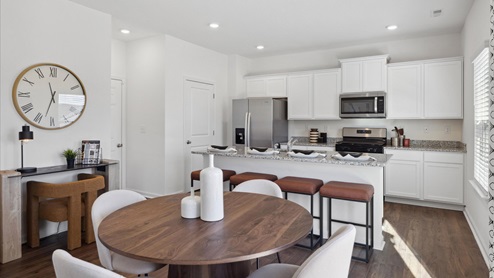 Dining space overlooking kitchen island