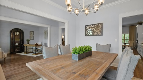 Interior dining area open to living area and office