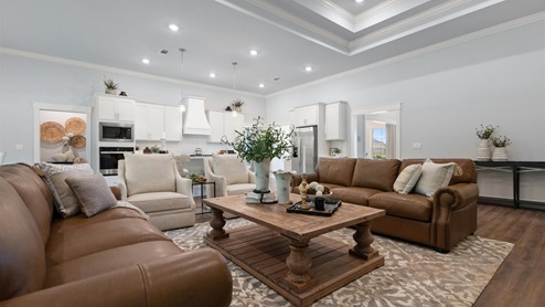 Interior living area open to kitchen with