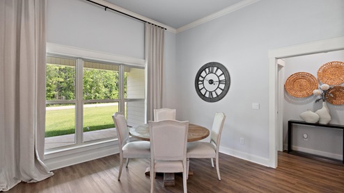 Interior dining area with large window