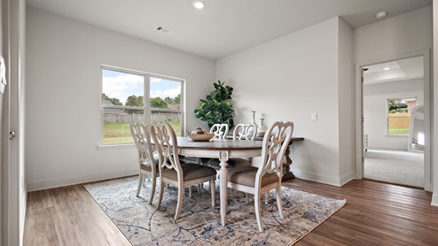 Interior dining area with large window