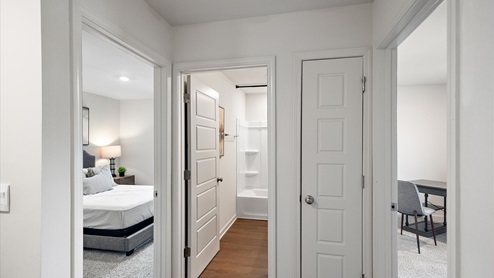 Hall bathroom with entry to bedrooms 2 and 3