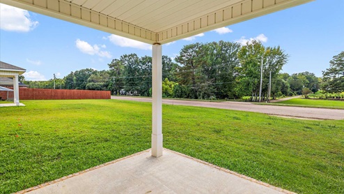View from back patio overlooking lawn