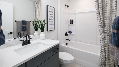 Bathroom with shower tub combination