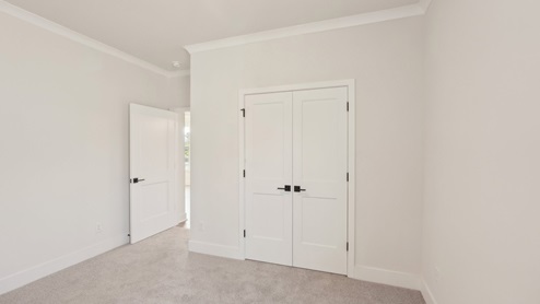 Carpeted bedroom with large window