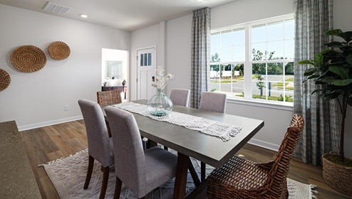 Dining room with large windows