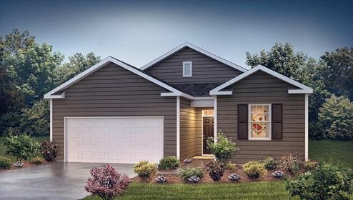 Front exterior of Macon with 2 car garage.